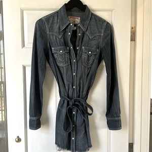 True Religion Rocky denim belted dress. Size Small